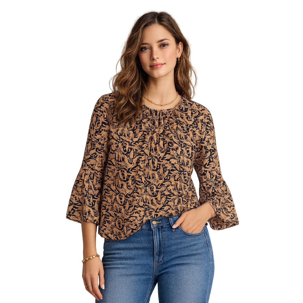Drake's London for J.Crew Giraffe Print Cotton Blouse Top Size 8 Blue Orange